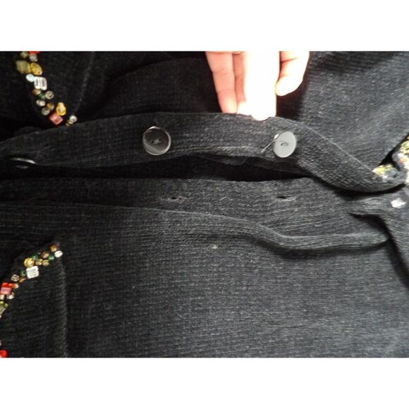 J Two New York Cardigan Sweater Chenille Sweater XL Black Beaded Artsy NWT Matur - Picture 5 of 16